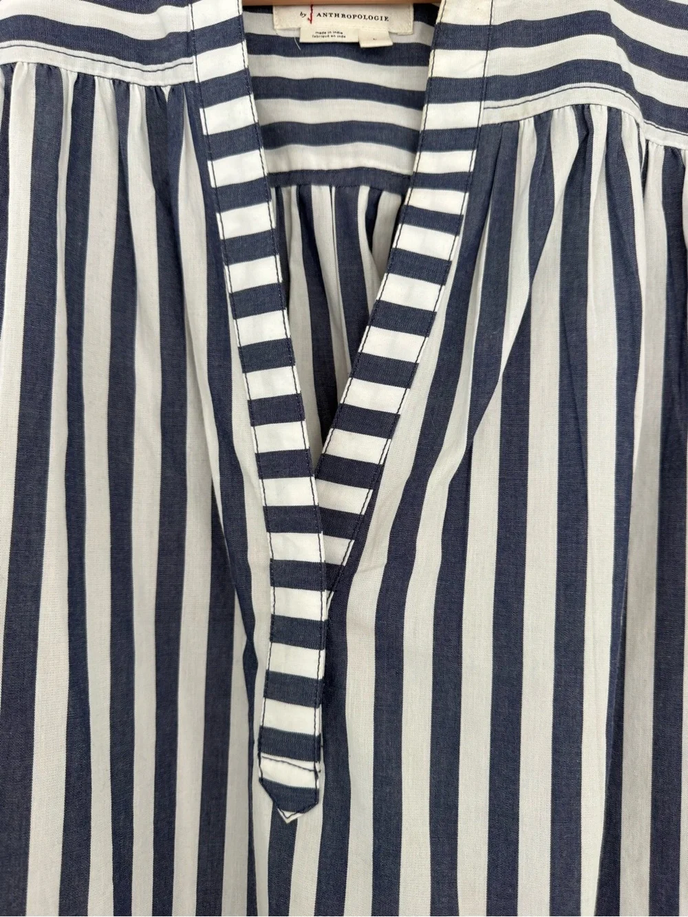Anthropologie Darcey Popover Swing Top Blue Pattern Size L
